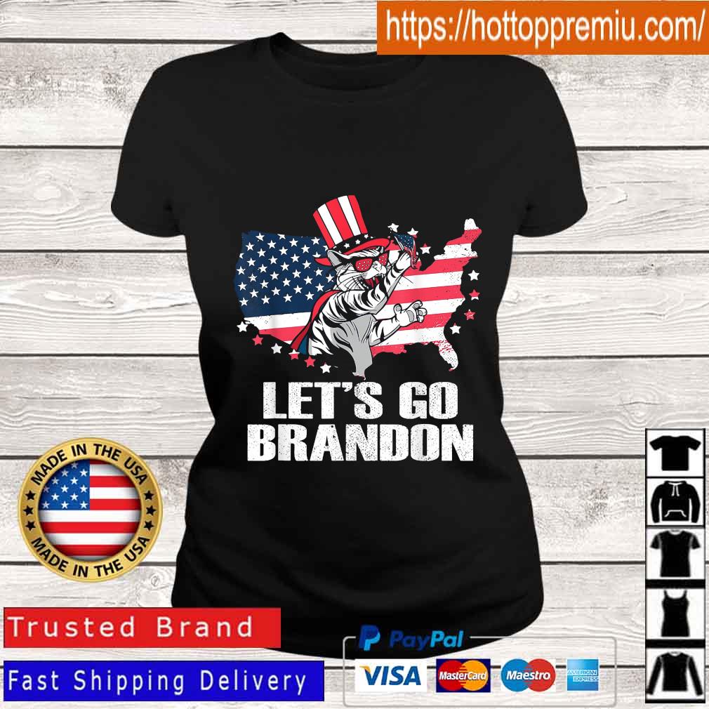 Uncle Sam Hat Cat Let S Go Brandon American Flag Shirt Hoodie Sweater Long Sleeve And Tank Top